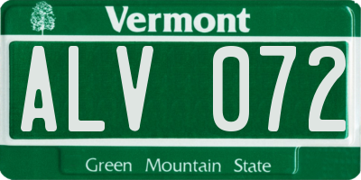 VT license plate ALV072