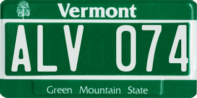 VT license plate ALV074