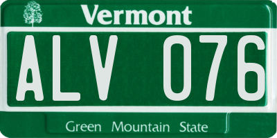 VT license plate ALV076