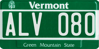 VT license plate ALV080
