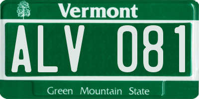 VT license plate ALV081