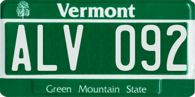 VT license plate ALV092