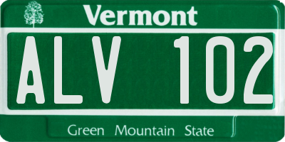 VT license plate ALV102