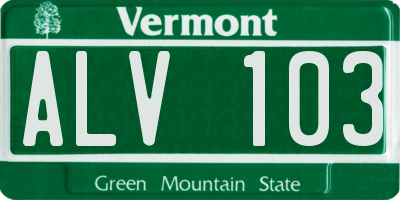 VT license plate ALV103