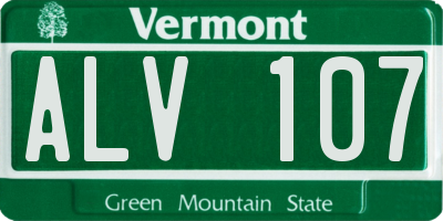 VT license plate ALV107