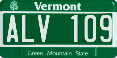VT license plate ALV109