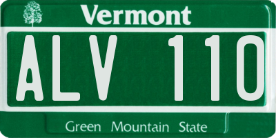 VT license plate ALV110