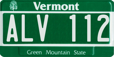 VT license plate ALV112