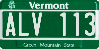 VT license plate ALV113