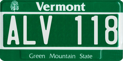 VT license plate ALV118