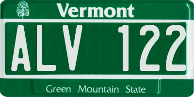 VT license plate ALV122