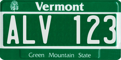 VT license plate ALV123