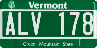 VT license plate ALV178