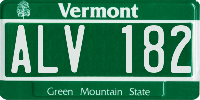 VT license plate ALV182