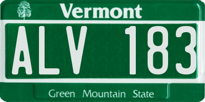VT license plate ALV183