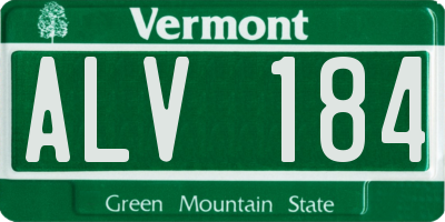 VT license plate ALV184