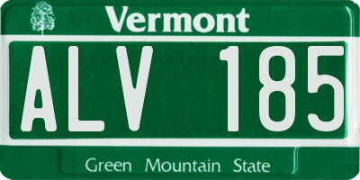VT license plate ALV185