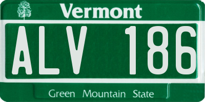 VT license plate ALV186