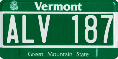 VT license plate ALV187