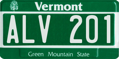 VT license plate ALV201