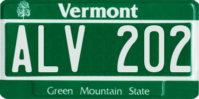 VT license plate ALV202