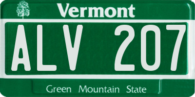 VT license plate ALV207