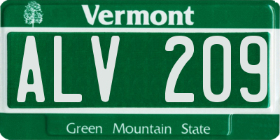 VT license plate ALV209