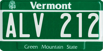 VT license plate ALV212