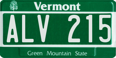 VT license plate ALV215