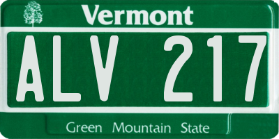 VT license plate ALV217