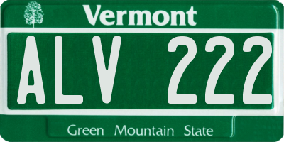 VT license plate ALV222