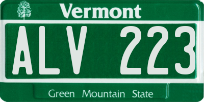 VT license plate ALV223