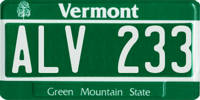 VT license plate ALV233