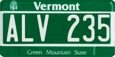 VT license plate ALV235