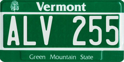 VT license plate ALV255