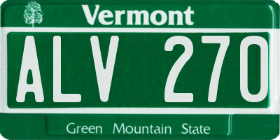 VT license plate ALV270