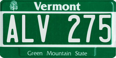 VT license plate ALV275