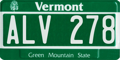 VT license plate ALV278