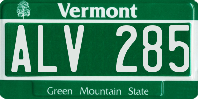 VT license plate ALV285