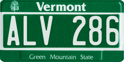 VT license plate ALV286