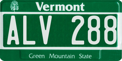 VT license plate ALV288