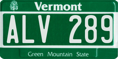 VT license plate ALV289