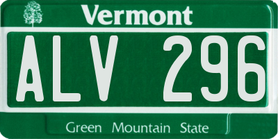 VT license plate ALV296