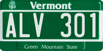VT license plate ALV301