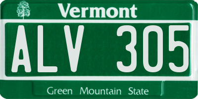 VT license plate ALV305