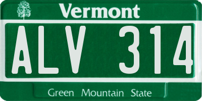 VT license plate ALV314