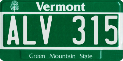 VT license plate ALV315