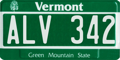 VT license plate ALV342