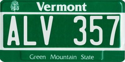 VT license plate ALV357