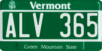 VT license plate ALV365